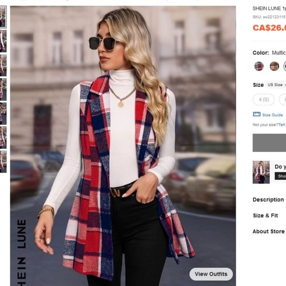 Plaid Red Blue Vest sz XL - Picture 11 of 11